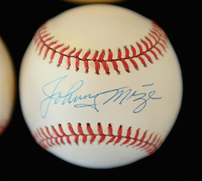 Lot of (4) Signed Baseballs - Bill Dickey, Charlie Gehringer, Johnny Mize, Billy Herman (JSA Auction LOA)