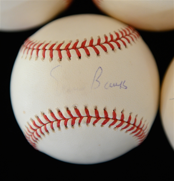 Lot of (5) Signed Baseballs -Duke Snider, Rocky Colavito, Booby Richardson, Ernie Banks (Faded), Branca/Thomson (JSA Auction LOA)