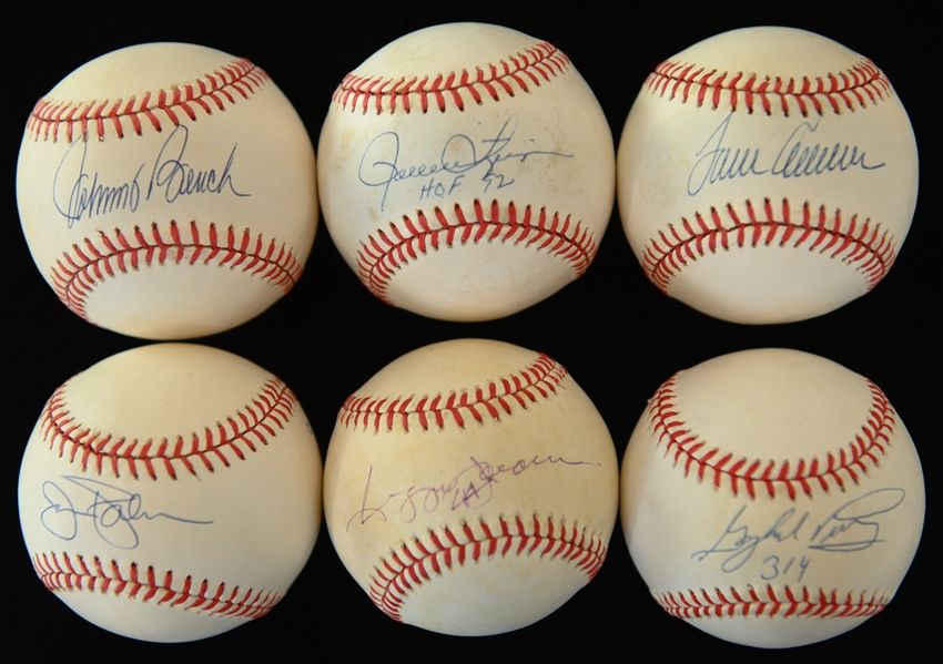 Lot of (6) Signed Baseballs - Johnny Bench, Reggie Jackson, Tom Seaver, Jim Palmer, R. Fingers, G. Perry,  (JSA Auction LOA)