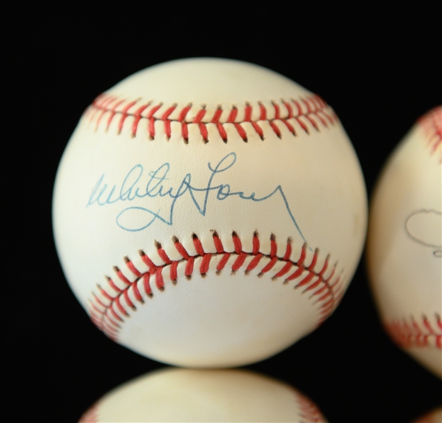 (4) Yankees Single-Signed Baseballs - Yogi Berra, Phil Rizzuto, Dom DiMaggio, Whitey Ford  (JSA Auction LOA)