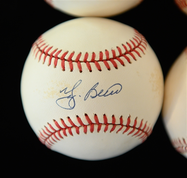 (4) Yankees Single-Signed Baseballs - Yogi Berra, Phil Rizzuto, Dom DiMaggio, Whitey Ford  (JSA Auction LOA)
