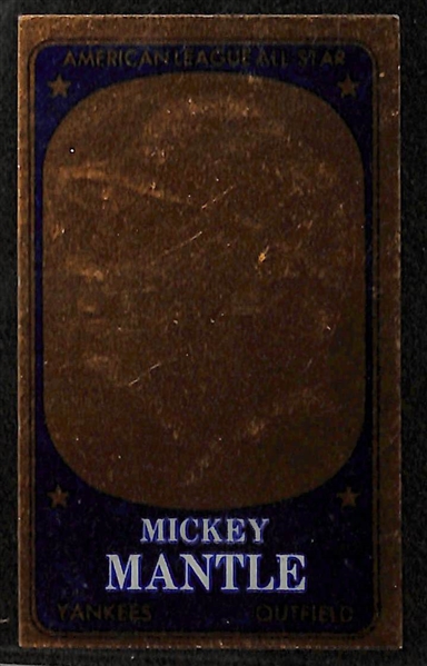 (4) Mickey Mantle Cards w. 1964 Topps Baseball Stand-Ups, 1965 Topps Embossed and (2) 1961 Baseball Scoops