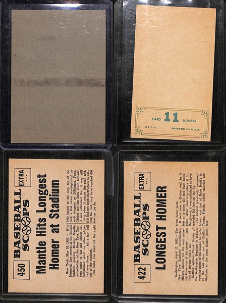 (4) Mickey Mantle Cards w. 1964 Topps Baseball Stand-Ups, 1965 Topps Embossed and (2) 1961 Baseball Scoops