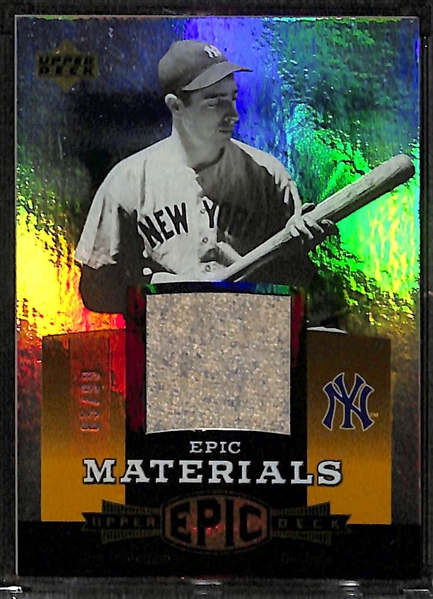 Relic Lot - 2003 Donruss Babe Ruth Bat Card, Upper Deck Joe DiMaggio Jersey Card, 2005 Classics Hank Aaron Jersey/Bat Card