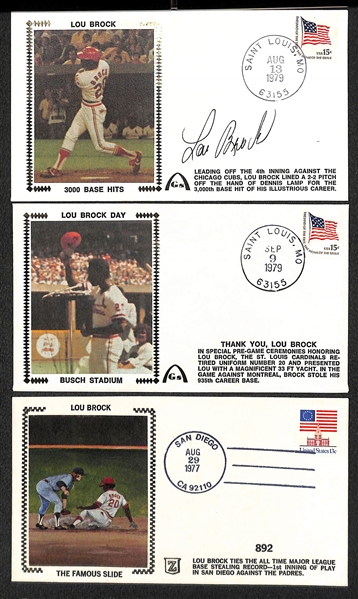 Memorabilia Lot - 1953 Marciano Vs. La Starza Ticket Stub, 1961 Topps Mickey Matle All Star Card (w. Pinholes),1978 Type 2 Arnold Palmer Photo, Lou Brock Auto
