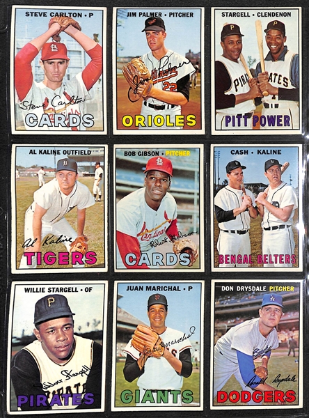 Lot of (144) 1967 Topps Baseball Cards w. Mickey Mantle, Clemente, Mays, Aaron, +
