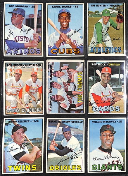 Lot of (144) 1967 Topps Baseball Cards w. Mickey Mantle, Clemente, Mays, Aaron, +