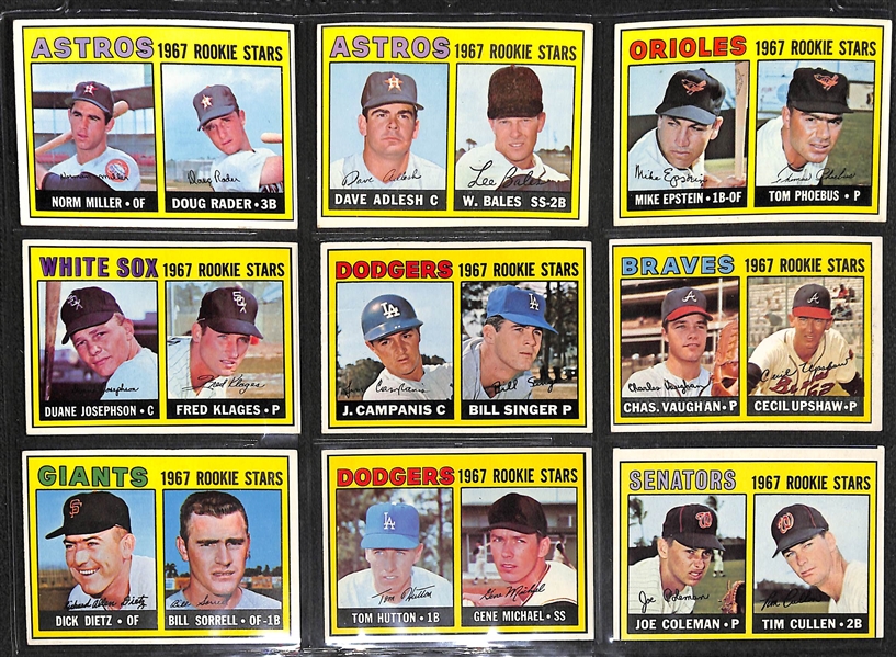 Lot of (144) 1967 Topps Baseball Cards w. Mickey Mantle, Clemente, Mays, Aaron, +