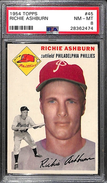1954 Topps Richie Ashburn #45 Graded PSA 8 NM-MT