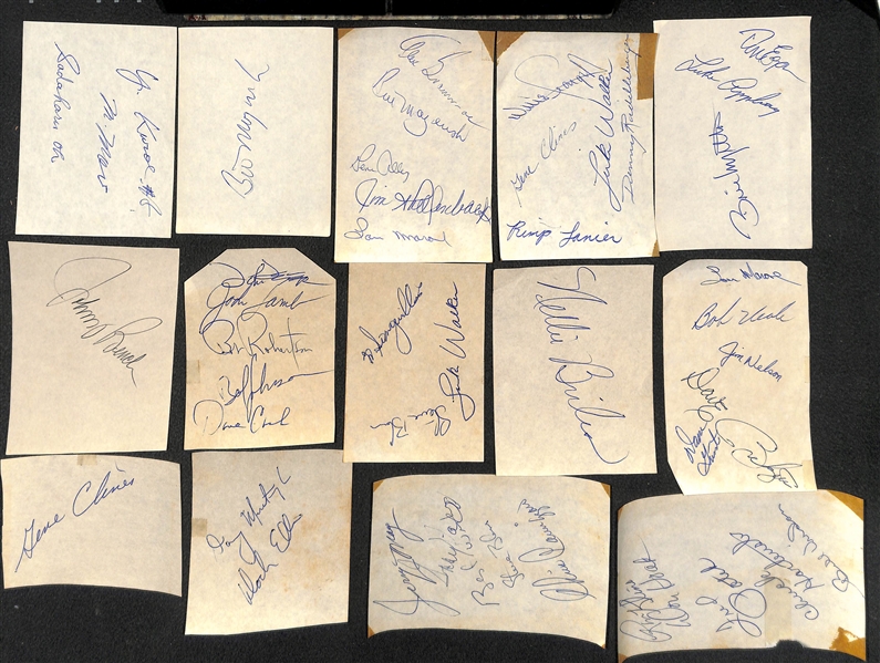 Lot of 32 Autograph Album Cuts w. Over 65 Signatures inc. Sadaharu Oh, Bench, Stargell, Mareroski, Luke Appling,+ (JSA Auction Letter)