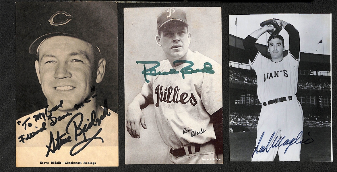 Lot of 33 Autographed Baseball Items w. Robin Roberts Exhibit Card, and Many Index Cards (Inc. Johnny Mize) - JSA Auction Letter