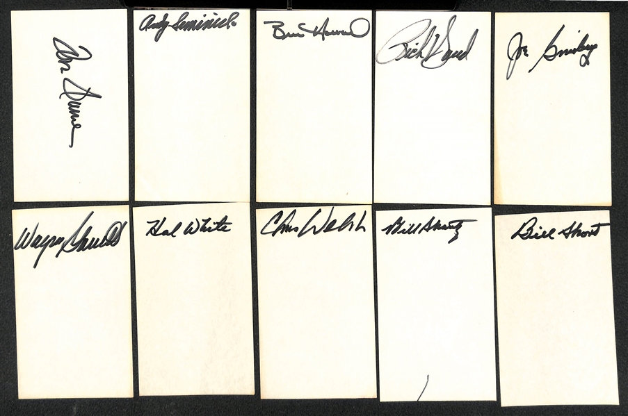 Lot of 33 Autographed Baseball Items w. Robin Roberts Exhibit Card, and Many Index Cards (Inc. Johnny Mize) - JSA Auction Letter
