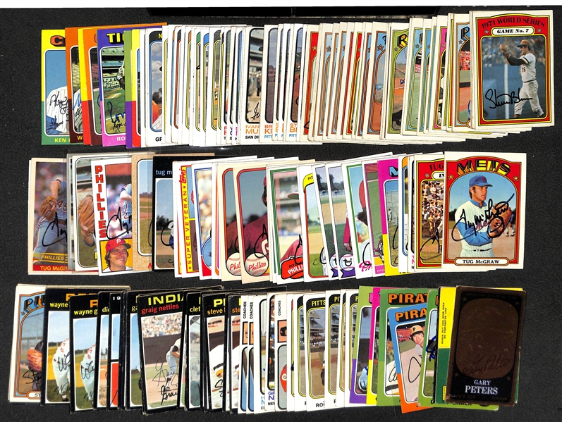 Lot of Over (140) Signed Baseball Cards w. (30) Tug McGraw Signed Cards - Mostly 1970s Topps Cards - JSA Auction Letter