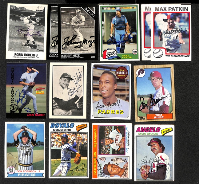 Lot of Over (225) Signed Baseball Cards - Mostly 1970s-1990s w. Roberts, Mize, Gary Carter, + JSA Auction Letter