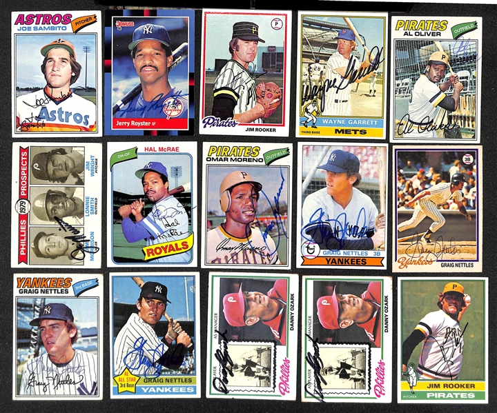 Lot of Over (225) Signed Baseball Cards - Mostly 1970s-1990s w. Roberts, Mize, Gary Carter, + JSA Auction Letter