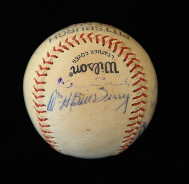 Vintage Pirates Logo Baseball Signed By Bill Terry, Jocko Conlon, Buck Leornard, George L. Kelly, Bob Feller, Billy Herman, Edd Roush, Ken Smith& Birdie Tebbetts (JSA Auction Letter)
