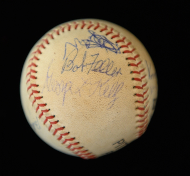 Vintage Pirates Logo Baseball Signed By Bill Terry, Jocko Conlon, Buck Leornard, George L. Kelly, Bob Feller, Billy Herman, Edd Roush, Ken Smith& Birdie Tebbetts (JSA Auction Letter)