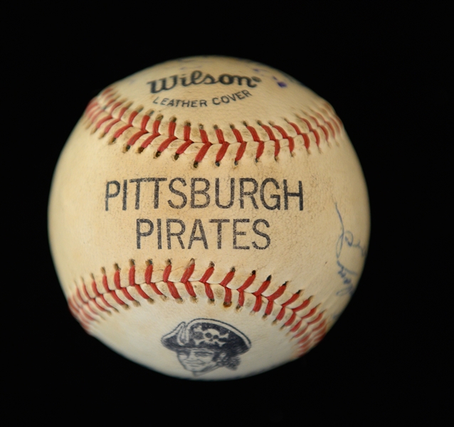 Vintage Pirates Logo Baseball Signed By Bill Terry, Jocko Conlon, Buck Leornard, George L. Kelly, Bob Feller, Billy Herman, Edd Roush, Ken Smith& Birdie Tebbetts (JSA Auction Letter)