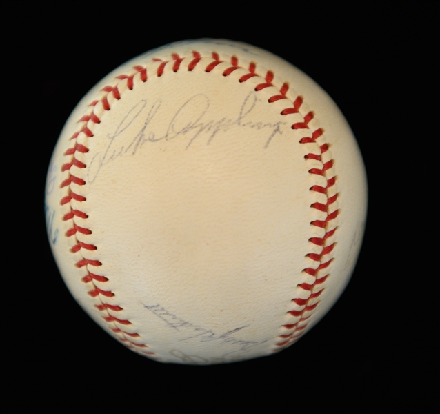 Official AL Joe Cronin Baseball Signed By (12) HOFers w. Pie Traynor, C. Gehringer, Grove, Cronin, Z. Wheat, H. Manush, G. Hartnett, S. Rice, M. Carey, Schalk, Roush