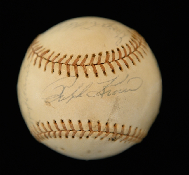 Official NL C. Feeney Baseball Signed By (15) w. L. Waner, Roush, Conlon, Musial, B. Herman, George L. Kelly, B. Leonard, Averill, Berra, Feller, Kiner, Covaleski, B. Terry (Full JSA LOA)