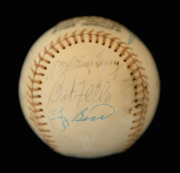 Official NL C. Feeney Baseball Signed By (15) w. L. Waner, Roush, Conlon, Musial, B. Herman, George L. Kelly, B. Leonard, Averill, Berra, Feller, Kiner, Covaleski, B. Terry (Full JSA LOA)