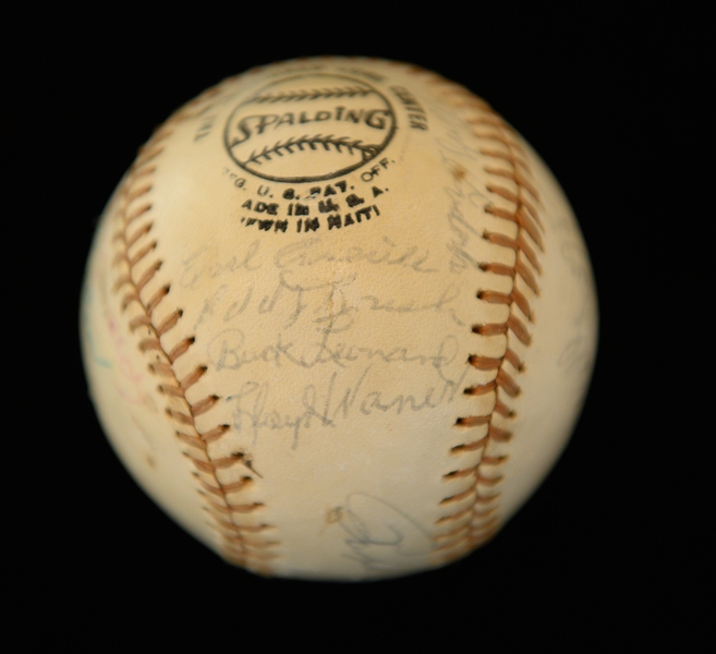 Official NL C. Feeney Baseball Signed By (15) w. L. Waner, Roush, Conlon, Musial, B. Herman, George L. Kelly, B. Leonard, Averill, Berra, Feller, Kiner, Covaleski, B. Terry (Full JSA LOA)