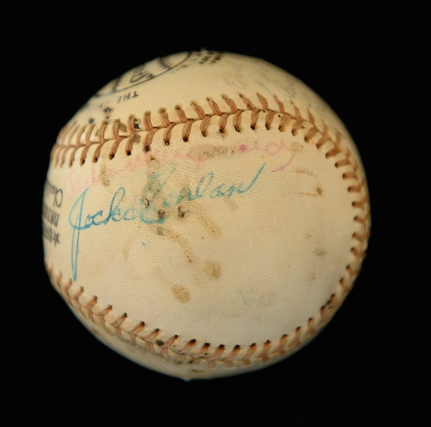 Official NL C. Feeney Baseball Signed By (15) w. L. Waner, Roush, Conlon, Musial, B. Herman, George L. Kelly, B. Leonard, Averill, Berra, Feller, Kiner, Covaleski, B. Terry (Full JSA LOA)