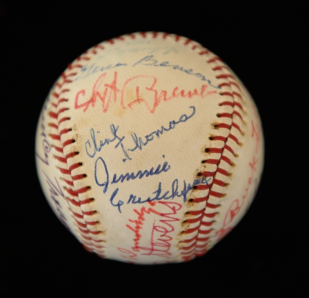 Major League Specification Baseball w. (17) Signatures Inc. RARE Effa Manley - Mostly Negro League Stars also inc. Day, Dandridge, Judy Johnson, Joe Black, Feller, Irvin, O'Neil, + (Full JSA LOA) 