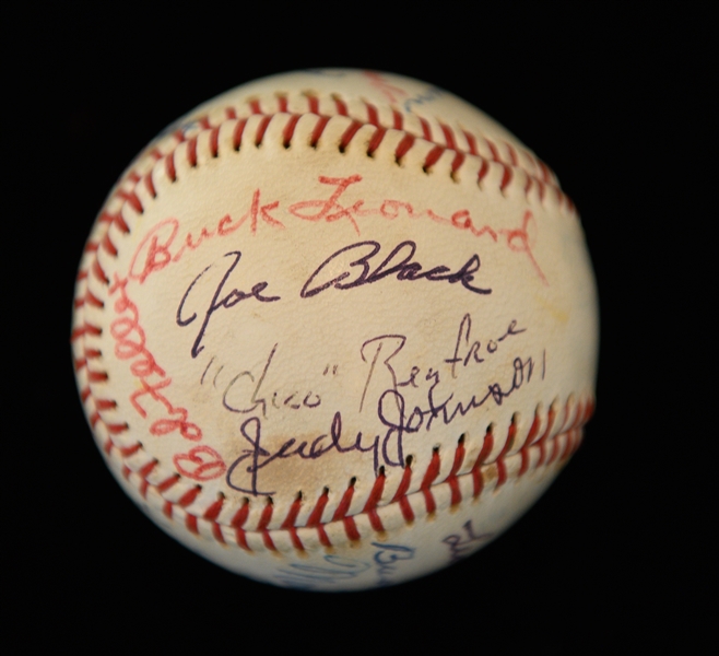 Major League Specification Baseball w. (17) Signatures Inc. RARE Effa Manley - Mostly Negro League Stars also inc. Day, Dandridge, Judy Johnson, Joe Black, Feller, Irvin, O'Neil, + (Full JSA LOA) 
