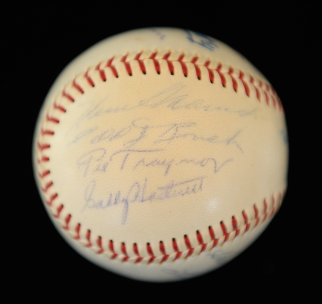 Official AL Joe Cronin Baseball Signed By 13 HOFers - Traynor, C. Gehringer, L. Waner,  S. Rice, M. Carey, Grove, Schalk, Roush, L. Appling, Manush, Hartnett, Wheat, Cronin (Full JSA LOA)
