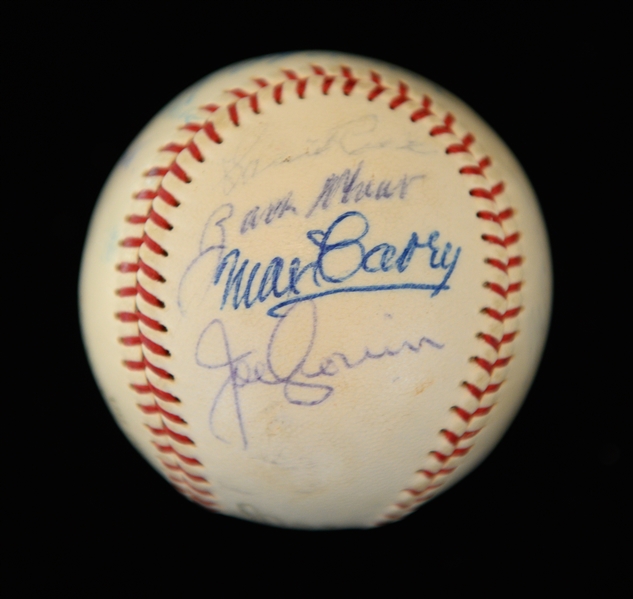 Official AL Joe Cronin Baseball Signed By 13 HOFers - Traynor, C. Gehringer, L. Waner,  S. Rice, M. Carey, Grove, Schalk, Roush, L. Appling, Manush, Hartnett, Wheat, Cronin (Full JSA LOA)