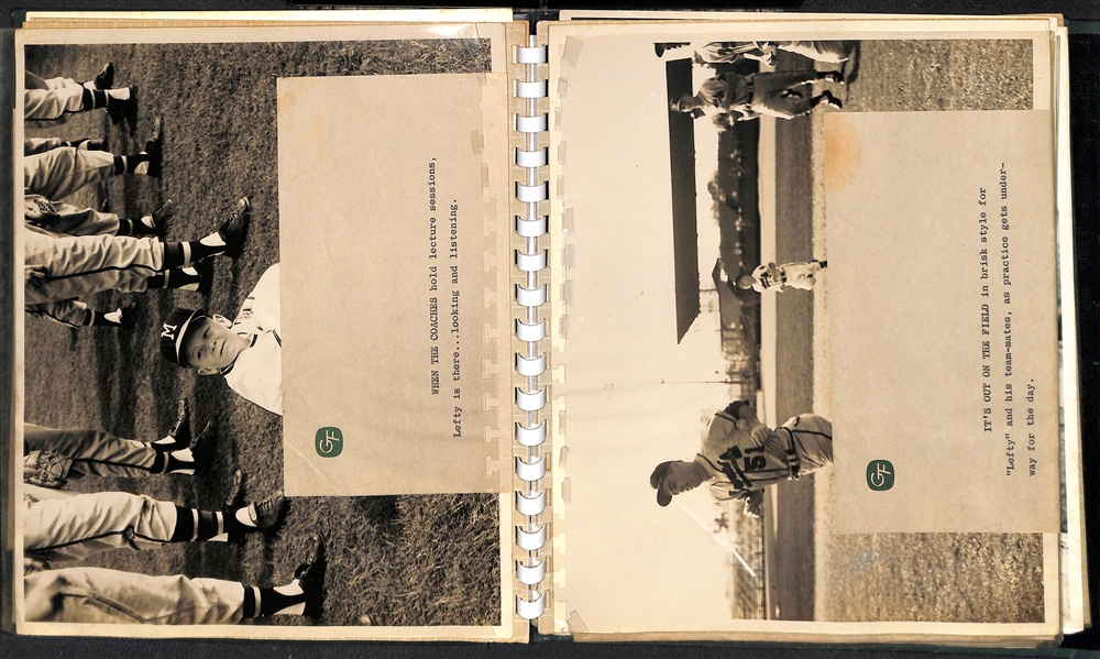 Lefty Miller's (Braves Bat Boy) Original Braves Autograph Album & 10 Wire Photos & 2x3 Photo of Miller w. Aaron (JSA Auction Letter)