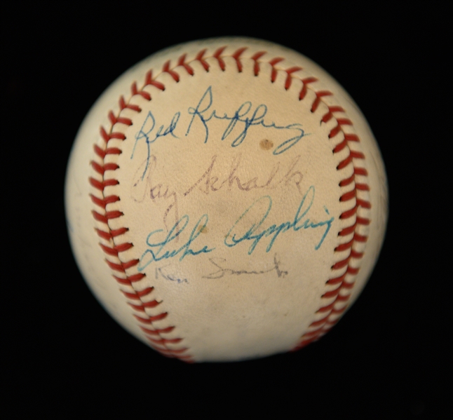 Official AL Joe Cronin Signed Baseball (18 Signatures) - Mostly HOFers - w. Joe DiMaggio, Pie Traynor, Max Carey, Grove, Ruffing, Schalk, Wheat, Stengel, Manush, Gomez, Cronin, + - Full JSA LOA