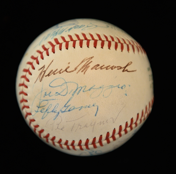 Official AL Joe Cronin Signed Baseball (18 Signatures) - Mostly HOFers - w. Joe DiMaggio, Pie Traynor, Max Carey, Grove, Ruffing, Schalk, Wheat, Stengel, Manush, Gomez, Cronin, + - Full JSA LOA