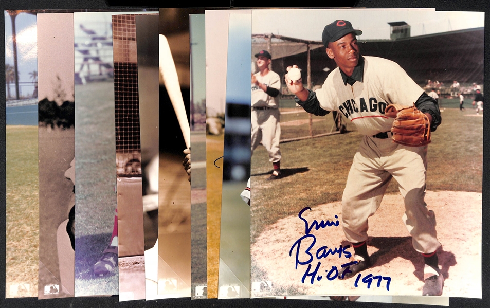 Lot of (10) Baseball Autographed 8x10 Photos w. Banks, Spahn, Thomson, Kiner, L. Appling, B. Terry, + (JSA Auction Letter)