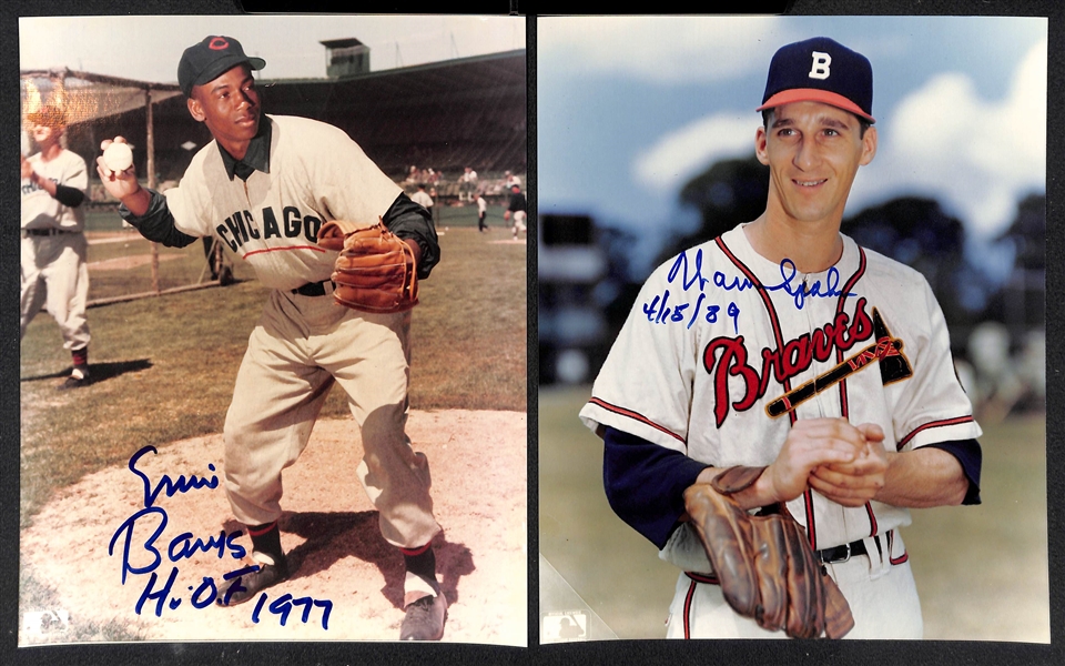 Lot of (10) Baseball Autographed 8x10 Photos w. Banks, Spahn, Thomson, Kiner, L. Appling, B. Terry, + (JSA Auction Letter)