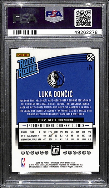 2018-19 Panini Donruss Optic Luka Doncic #177 Rookie Card Graded PSA 10 Gem Mint