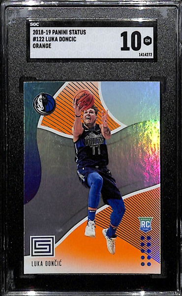 2018-19 Panini Status Luka Doncic #122 (Orange Short Print) Rookie Card Graded SGC 10 Gem Mint
