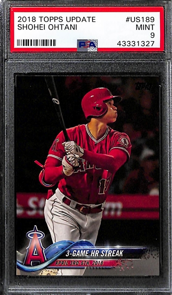 Lot of (3) Shohei Ohtani Cards w. 2018 Heritage Rookie (PSA 10), 2018 Topps Update Debut Rookie (PSA 9), 2019 Topps Chrome Refractor
