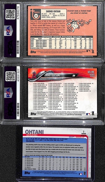 Lot of (3) Shohei Ohtani Cards w. 2018 Heritage Rookie (PSA 10), 2018 Topps Update Debut Rookie (PSA 9), 2019 Topps Chrome Refractor