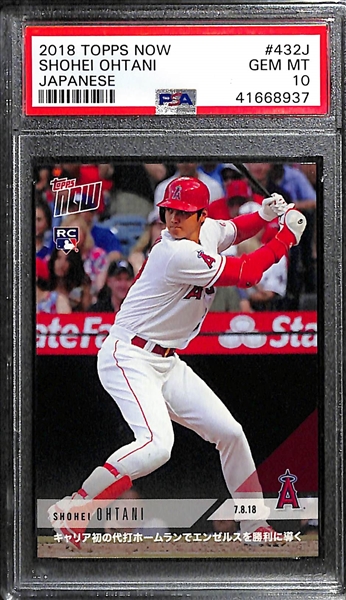 (2) Shohei Ohtani Rookie Cards w. 2018 Topps Now Japanese #432J (PSA 10) and 2018 Topps Holiday #17 (PSA 9)
