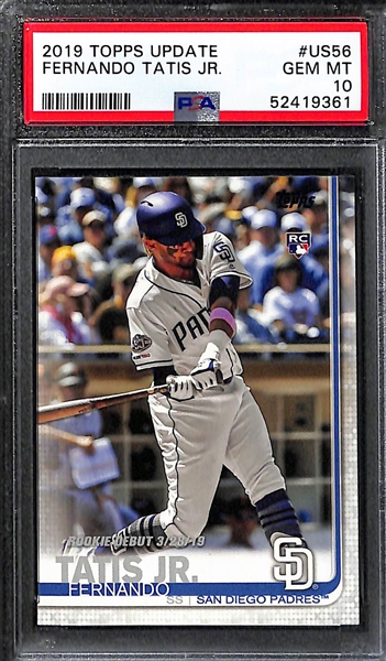(4) Graded Fernando Tatis PSA 10 Cards - 2019 Allen & Ginter Rookie , 2019 Topps Update Rookie, 2019 B. Chrome Ready for the Show, 2020 T. Chrome Refractor