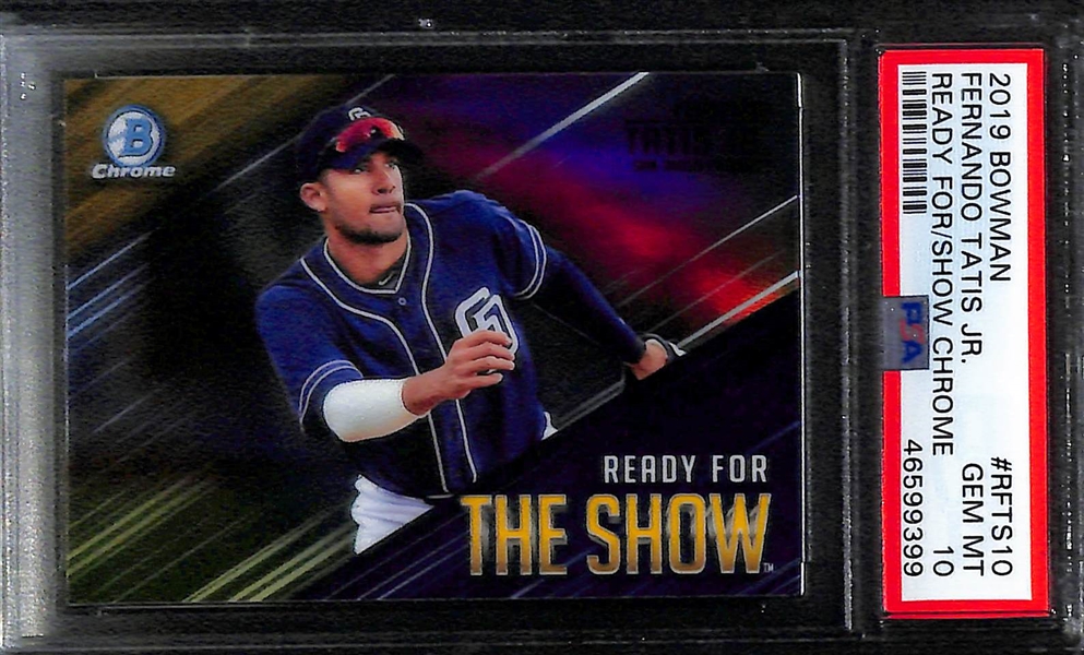 (4) Graded Fernando Tatis PSA 10 Cards - 2019 Allen & Ginter Rookie , 2019 Topps Update Rookie, 2019 B. Chrome Ready for the Show, 2020 T. Chrome Refractor