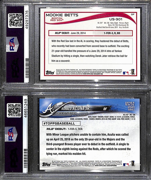 2014 Topps Update Mookie Betts Rookie #US301 (PSA 10) & 2018 Topps Chrome Update Rookie #US252 (PSA 10) 