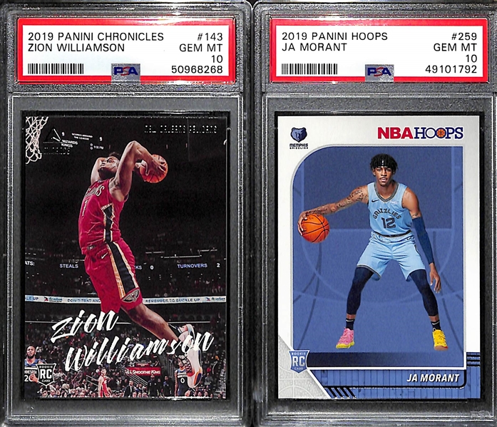 2019-20 Basketball Rookies - Chronicles Luminance Zion Williamson #143 (PSA 10) & Hoops Ja Morant #259 (PSA 10)