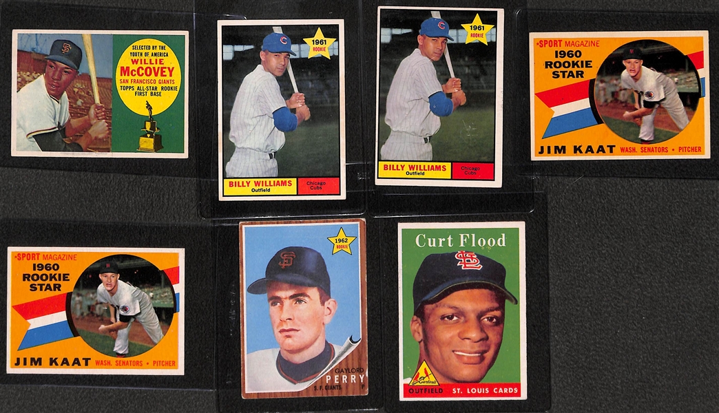 Lot of (15) 1950s and 1960s Rookies w. McCovey, Flood, Perry, Williams, Kaat and More