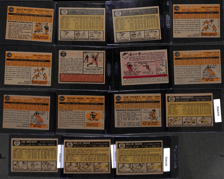 Lot of (15) 1950s and 1960s Rookies w. McCovey, Flood, Perry, Williams, Kaat and More
