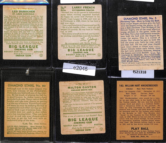 Lot of (6) 1930s Baseball Cards Feat. 1934 Goudy Leo Durocher