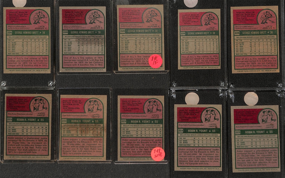 1975 Topps Rookie Lot with (5) George Brett and (5) Robin Yount