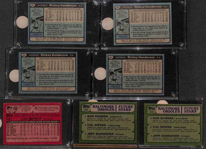 1980s Topps Rookie Hall of Famers w. (3) Cal Ripken and (4) Rickey Henderson